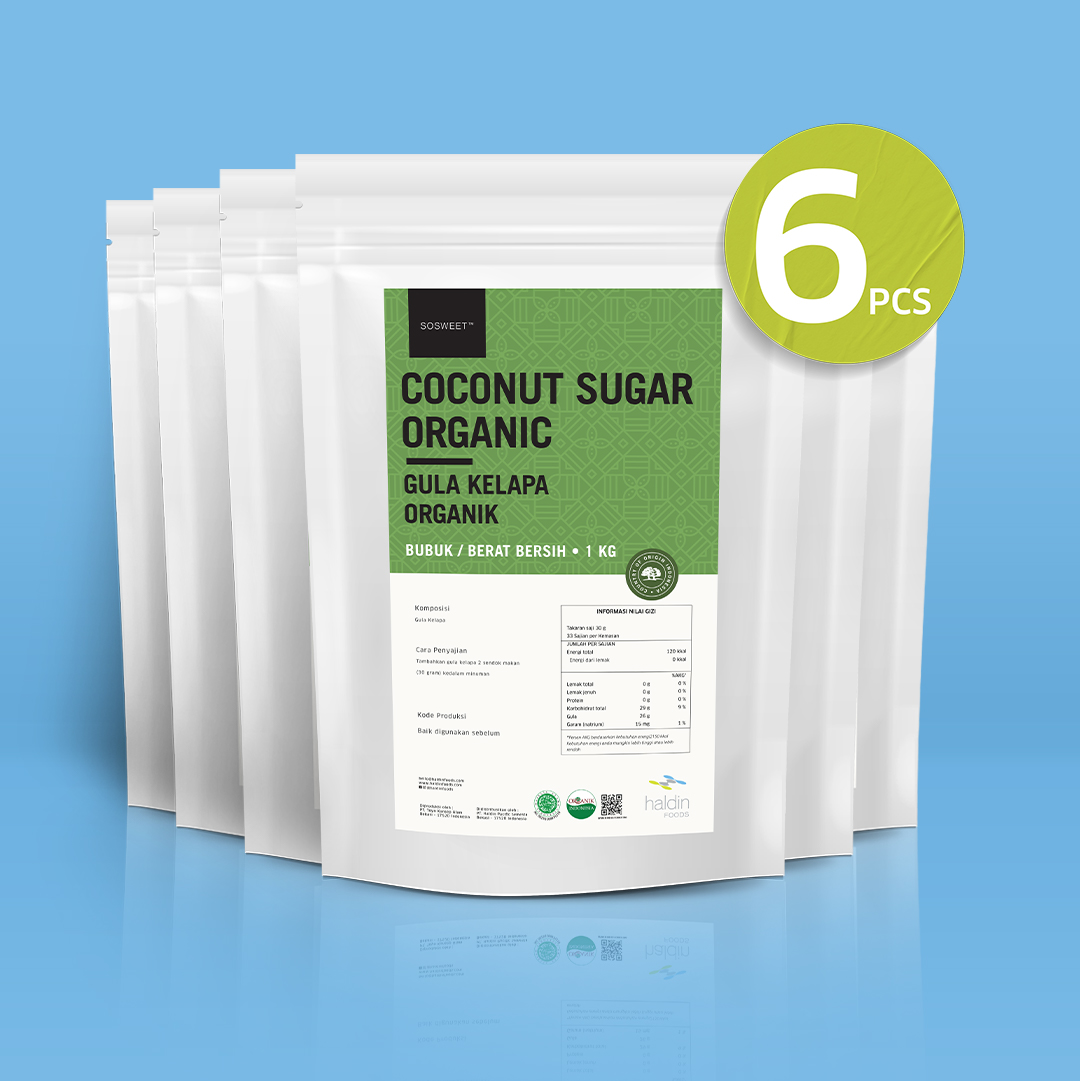ORGANIC COCONUT SUGAR POWDER, 1 KG (6 PCS)